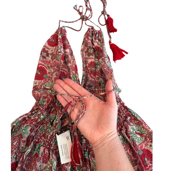 ZURY SILK BLEND HALTER OPEN BACK DRESS NWT ONE SIZE - Picture 6 of 8